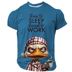 Jul Herre Sjov And T-shirt Kortærmet T-shirt 3D-udskrivning Rund hals Skjorte Mode atletiktøj Gade Sport  Udendørs Daglig Rustrød Blå Grøn Sommer Forår Tøj S M