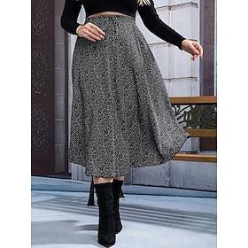 Dame Skjørte Maxi Nederdele Patchwork Grafisk Ferierejse Daglig Forår, Efterår, Vinter, Sommer Polyester Elegant Mode Sort