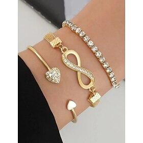 guld rhinestone armbånd sat med hjerte og uendelig charme – elegante smykker til kvinder, perfekt til fester og gaver