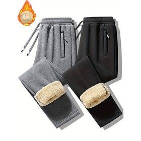 Herre Sherpa Fleece bukser Vinterbukser Bukser Sweatpants med lige ben Lomme Snørelukning Elastisk Talje Vanlig Komfort Varm Sport  Udendørs Daglig Mode Afslap