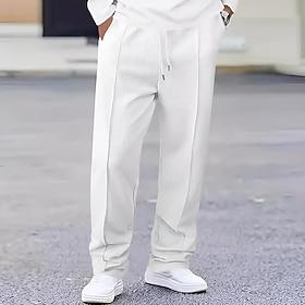 Herre Joggingbukser Bukser Sweatpants med lige ben Vaffelbukser Lomme Snørelukning Elastisk Talje Vanlig Komfort Sport  Udendørs Daglig Mode Afslappet Sort Hvi