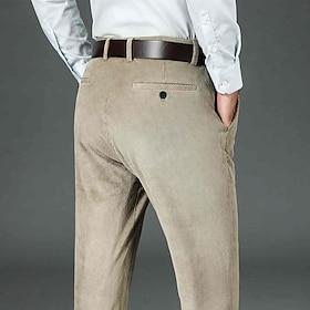 Herre Pæne bukser Fløjlsbukser Bukser kinesisk Knapper Lomme Vanlig Komfort Formel Fest Arbejde Mode Klassisk Stil Sort Kakifarvet Mikroelastisk