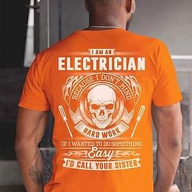 Herre Elektriker T-shirt Kortærmet T-shirt 3D-udskrivning Rund hals Skjorte Mode atletiktøj Gade Sport  Udendørs Daglig Gul Orange Sommer Forår Tøj S M L XL XX