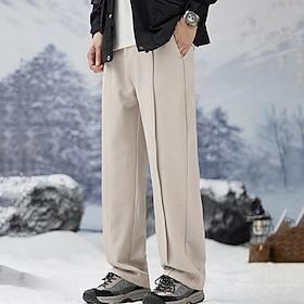 Herre Joggingbukser Bukser Sweatpants med lige ben Plisserede bukser Lomme Elastisk Talje Vanlig Komfort Sport  Udendørs Daglig Mode Afslappet Sort Kamel Mikro