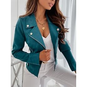 Dame Bomberjakke Casual jakke udendørs Gade Daglig Efterår Vinter Kort Frakke Regulær Hold Varm Åndbart Moderne Stilfuld Jakker Langærmet Helfarve Med lommer F