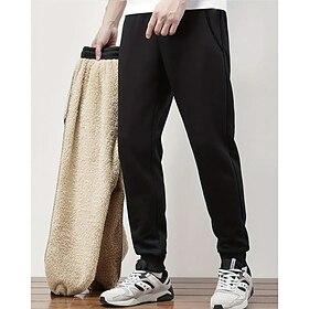 Herre Sherpa Fleece bukser Joggingbukser Jogger Vinterbukser Lomme Snørelukning Elastisk Talje Vanlig Komfort Varm Sport  Udendørs Daglig Mode Afslappet Sort M