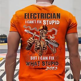 Herre Dødningehoveder bogstavtryk T-shirt Kortærmet T-shirt 3D-udskrivning Rund hals Skjorte Mode atletiktøj Gade Sport  Udendørs Daglig Gul Orange Sommer Forå