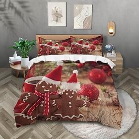 julehonningkager trykt tredelt dundynesæt hotel soveværelse gæsteværelse sengetøj komfortabelt sæt 1 dundynesæt 2 pudebetræk queen size sengesæt 2 dele sæt 3 d