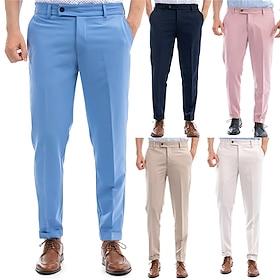Herre Pæne bukser Tilspidsede bukser Bukser Suit Bukser Lomme Elastisk Talje Vanlig Komfort Blød Fuld længde Forretning Daglig Bryllupsfest Mode Gade Hvid Lyse