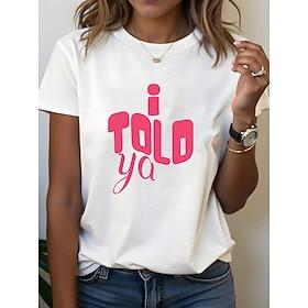 Dame T-shirt Afslappet Trykt mønster Kortærmet Almindelige toppe Daglig Hvid Sommer