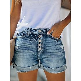 Dame Jeans Helfarve Korte Blå Sommer