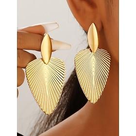 kvinders bladguldformede statement-øreringe – elegante geometriske dråbeøreringe til fester og særlige lejligheder