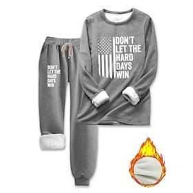 Dame Sweatshirt Daglig Trykt mønster Langærmet Rund hals Afslappet Lyserød Blå Grå Efterår Vinter