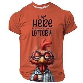 Herre kylling Sjov T-shirt Kortærmet T-shirt 3D-udskrivning Rund hals Skjorte Mode atletiktøj Gade Sport  Udendørs Daglig Orange Sommer Forår Tøj S M L XL XXL