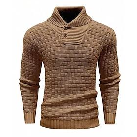 Herre Pullover trøje Strik sweater Rillet Strikke Normal Strikket Vanlig Rullekrave Mode Basale Ferierejse Dagligdagstøj Tøj Efterår vinter Sort Gul S M L