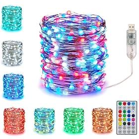 Color Changing Fairy String Lights with Remote Control, Waterproof USB LED Twinkle Lights 16.4ft  32.8ft for  Decoration, Wedding, Party Decoration