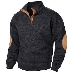 Men's Sweatshirt Pullover Black Burgundy Navy Blue Royal Blue Green Standing Collar Color Block Patchwork Casual Daily Sports Outdoor Polyester Streetwear Cas