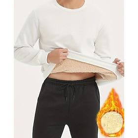 Herre Sweatshirt Sort Hvid Rund hals Vanlig Sport Udendørs Daglig Ferie Polyester Gade Afslappet Fleece sweatshirt Efterår vinter Tøj Hættetrøjer Sweatshirts