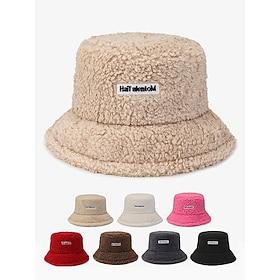 kvinders beige sherpa bucket hat – hyggelig fleece vinterhat til fritidstøj og udendørs aktiviteter