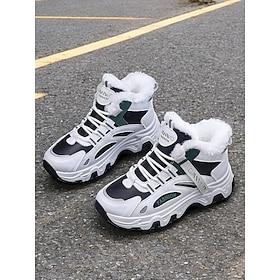 høj-top sneakers til kvinder med pelsforing – varme udendørs sportssko med snøredesign og slidstærk sål