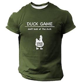 Herre Sjov And bogstavtryk T-shirt Kortærmet T-shirt 3D-udskrivning Rund hals Skjorte Mode atletiktøj Gade Sport  Udendørs Daglig Sort Blå Grøn Sommer Forår Tø