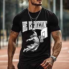 Herre Basketball Jesus T-shirt Kortærmet T-shirt 3D-udskrivning Rund hals Skjorte Mode atletiktøj Gade Sport  Udendørs Daglig Sort Blå Mørkegrøn Sommer Forår T