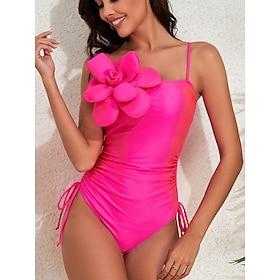 Dame Badetøj Et stykke Monokini badedragt Åben ryg Mavekontrol Høj Talje Tynd Blomstret Rund hals Ferie Strand Tøj Badedragter