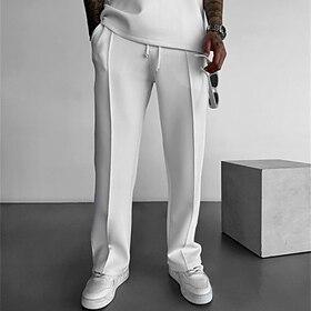 Herre Joggingbukser Bukser Sweatpants med lige ben Plisserede bukser Lomme Snørelukning Elastisk Talje Vanlig Komfort Sport  Udendørs Daglig Mode Afslappet Sor