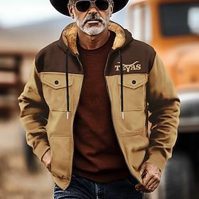 Men's Cowboy Fleece Hoodies Sweatshirt Outerwear Hooded Sweatshirt Hooded Fashion 3D Print Holiday Streetwear Blue Brown Zipper Pocket Fall Winter Designer