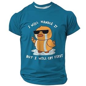 Herre Sjov And T-shirt Kortærmet T-shirt 3D-udskrivning Rund hals Skjorte Mode atletiktøj Gade Sport  Udendørs Daglig Sort Blå Grøn Sommer Forår Tøj S M L XL X