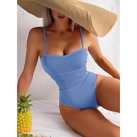 Dame Badetøj Et stykke Monokini badedragt Åben ryg Mavekontrol Høj Talje Tynd Helfarve Halterhals Ferie Strand Tøj Badedragter