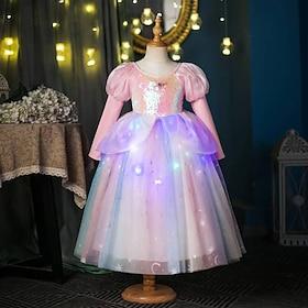 Snow Queen Fairytale Flower Girl Dress Theme Party Costume Tulle Dresses Dress Up Led Light Up for Girls' Kid's Christmas Carnival Children's Day Performance B