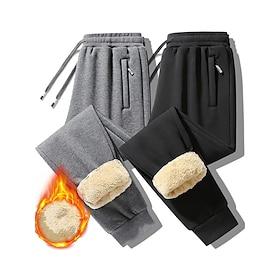 Herre Sherpa Fleece bukser Joggingbukser Jogger Bukser Lomme Snørelukning Elastisk Talje Vanlig Komfort Varm Sport  Udendørs Daglig Mode Afslappet Sort Grå Mik