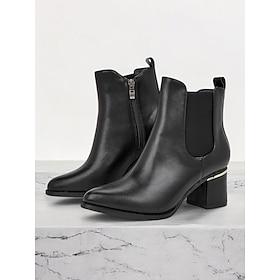 ankelstøvler i sort kunstlæder med blokhæl og lynlås i siden – smarte og alsidige støvler i chelsea-stil til kontor- og hverdagsbrug