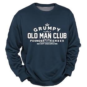 Herre Trykte bogstaver Gammel mand Sweatshirt Sweatshirt Sweatshirt med hætte Rund hals Mode 3D-udskrivning Ferie I-byen-tøj Streetwear Sort Blå Crewneck 3D-ud