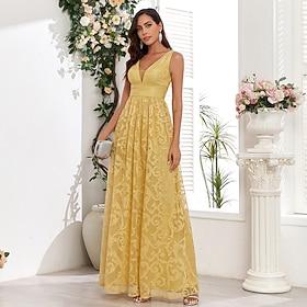 A-linje Festkjoler Elegant Kjole Festklær Bursdag Gulvlengde Ermeløs V-hals Rosa kjole Blonder V tilbake med Broderi 2024