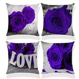 valentinsdag roser dekorative kasteputer trekk 4 stk mykt firkantet putetrekk putetrekk til soverom stue sofa sofa stol