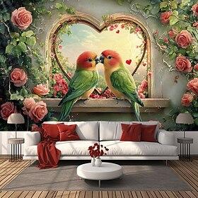 valentinsdag kjærlighet fugl hengende billedvev veggkunst stor billedvev veggmaleri dekor fotografi bakteppe teppe gardin hjem soverom stue dekorasjon