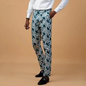 Voor heren Grafisch Kunstwerk Pakken Medium Taille Vintage Casual Buiten Vakantie Huis Vetoketju Zak Zomer Lente Herfst 3D-afdrukken blauw