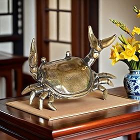 vintage koperen krabbeeldje, gewichtheffende krab bureaudecoratie, creatief theetafelornament, pennenhouder en bureaudecoratie