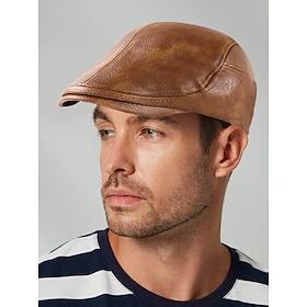 stijlvolle bruine imitatieleren platte pet met vintage afwerking perfect voor casual en chique gelegenheden