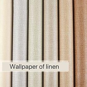 1 Rolle einfache Tapete im japanischen Stil mit Leinenimitatmuster für Zuhause, Hotel, Schlafzimmer, Wohnzimmer, einfarbige, wasserfeste Tapete, nicht selbstkl