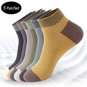 Herre 5 Par Multipakker Sokker Joggesokker Hverdagssokker Regnbue Farge Fargeblokk Feriereise Sport  Utendørs Daglig Grunnleggende Normal Vår Høst Mote Fritid