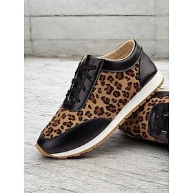 trendy sneakers med leopardprint for kvinner med svarte detaljer  perfekt for fritidsklær