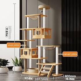 77.87 Inches Cat Tree/Cat Tree House and Towers for Large Cat/Cat Climbing Tree with Cat Condo/Cat Tree Scratching Post/Perches, Multi-Level Large Cat Tree