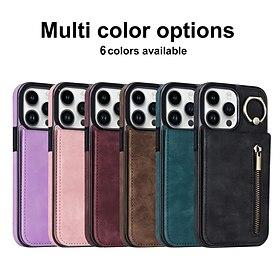 telefoon hoesje Voor iPhone 16 Pro Max Plus iPhone 15 Pro Max Plus iPhone 14 13 12 11 Pro Max Plus Mini Achterkant met standaard Ringhouder Rits Retro TPU PU-n