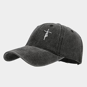 Herre Baseballcaps Solhatt Trucker Hat Svart Hvit Bomull Broderi Mote Fritid Daglig Festival Kors Tro Solkrem Pustende