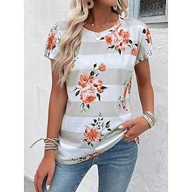 Dames T-shirt Casual Afdrukken Korte mouw Normale tops Dagelijks Wit Zomer