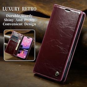 telefoon hoesje Voor iPhone 16 Pro Max Plus iPhone 15 Pro Max Plus iPhone 14 13 12 11 Pro Max Plus Flip cover met standaard Magnetisch Kaartsleuf Retro TPU PU-