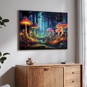 sopp skog led lerret veggkunst led opplyst veggdekor 2aa batteridrevet opplyst lerretstrykk led lys kjøkken soverom eller hjemmeinnredning